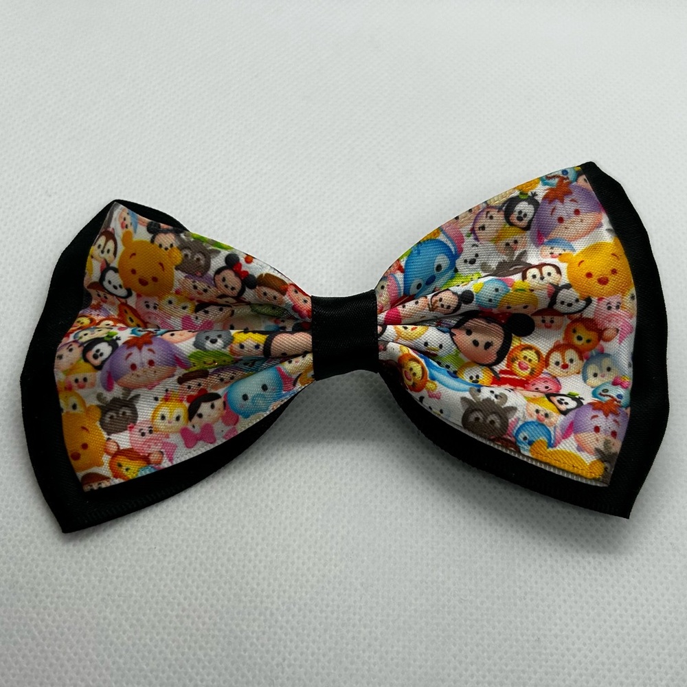 Disney Tsum Tsum Character Print & Solid Black Hair Bow Clip Mickey Minnie Pooh